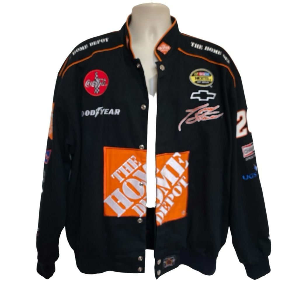 Vintage Chase Authentics Tony Stewart No. 20 Home Depot NASCAR Bomber Jacket XL - Picture 3 of 16